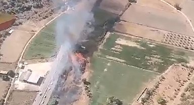 Milas'ta yol kenarındaki otluk arazide çıkan yangın söndürüldü