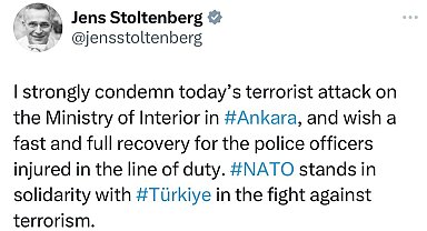 NATO Genel Sekreteri Stoltenberg Ankara'daki terör saldırısını kınadı