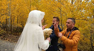 Nemrut'ta çekim yapan gelin ve damadın korku dolu anları