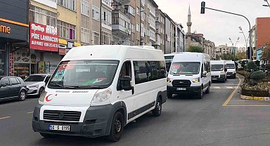 Nevşehir'de öğrenci servislerinden Filistin'e destek konvoyu