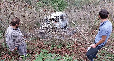 Okul servisi 112 metre şarampole yuvarlanıp yandı: 2'si öğretmen 4 yaralı