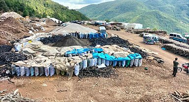 Ormanlarda tahrip olan ağaçları kömür yaparak ekonomiye kazandırıyorlar