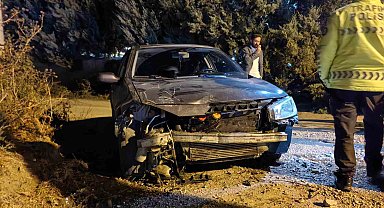 Otomobil ağaca çarpıp devrildi: O anlar kameralara yansıdı