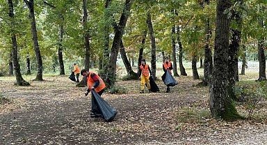 Piknikçilerin bıraktığı çöpleri topladılar