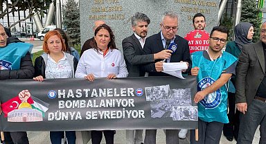Sağlık çalışanları Gazze'deki vahşeti protesto etti