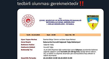 Sakarya'da kuvvetli sağanak uyarısı