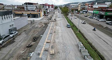 Samsun sanayi bölgelerinde kaldırım çalışması
