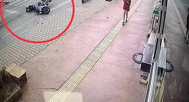 Ters yönden gelen motosiklet sürücüsü genç kıza böyle çarptı