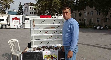 Tokat'ta 5 yıllık emeğini Filistin için satışa çıkardı