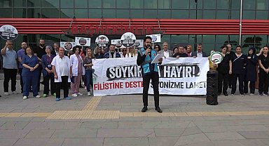 Yalova'da sağlık çalışanları İsrail'i protesto etti