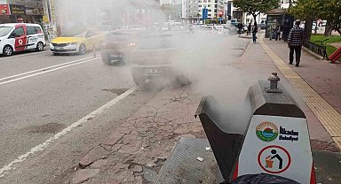 Yer altı çöp konteynerinde yangın