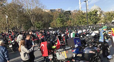 Yüzlerce motosikletli Filistin'e destek için konvoyda buluştu