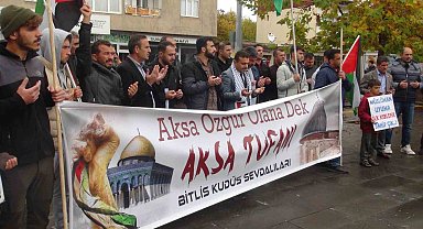 Ahlat'ta İsrail'in saldırıları protesto edildi