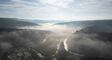 Arnavutköy'de büyüleyici sis manzarası dron ile görüntülendi