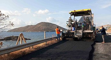 Bodrum'da sıcak asfalt çalışmaları devam ediyor