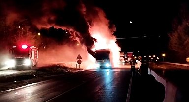 Bolu Dağı'nda otobüs alev alev yandı, faciadan dönüldü