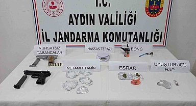 Didim'de uyuşturucu madde ve ruhsatsız tabanca geçirildi