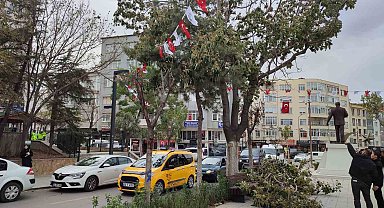 Keşan'da şiddetli rüzgar nedeniyle ağaçların dalları kırıldı