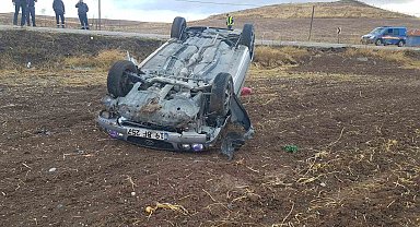 Kontrolden çıkan otomobil takla attı, sürücü ölümden döndü