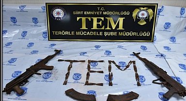 Siirt'te terör operasyonunda toprağa gömülü silah ve fişekler ele geçirildi