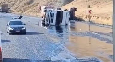 Siirt'te tır devrildi: 1 yaralı