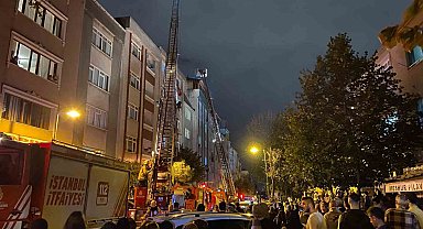 Şişli'de korkutan yangın: 7 katlı binanın çatısı alev alev yandı
