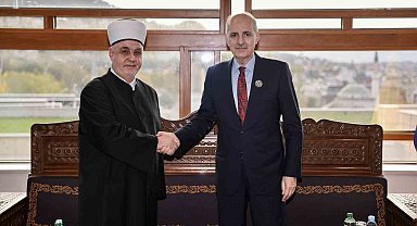 TBMM Başkanı Kurtulmuş, Bosna Hersek İslam Birliği Reisul Uleması Hüseyin Efendi Kavazoviç ile görüştü