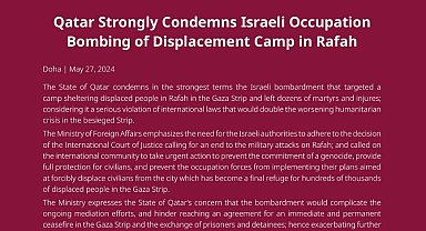 Katar, Belçika ve UNRWA, İsrail'in Refah saldırısını kınadı