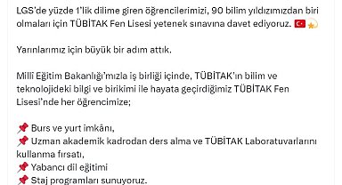 Bakan Kacır'dan TÜBİTAK Fen Lisesi daveti