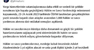 Hakim ve savcı yardımcısı mülakat sonuçları açıklandı