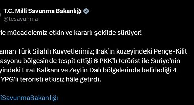 MSB: Irak ve Suriye'de 10 terörist etkisiz hale getirildi
