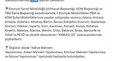 27 ilde FETÖ'ye yönelik 'Kıskaç-22' operasyonlarında 74 gözaltı