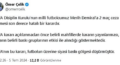AK Parti'li Çelik: UEFA'nın kararı, futbolun üzerine siyasi baskı gölgesi düşürmüştür