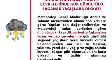Ankara Valiliği'nden kuvvetli yağış uyarısı