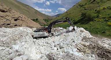 Bahçesaray'da yayla yolunda karla mücadele