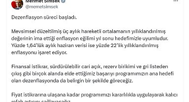 Bakan Şimşek: Dezenflasyon süreci başladı