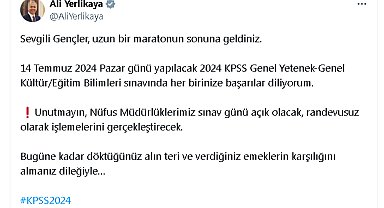 Bakan Yerlikaya: Nüfus Müdürlükleri, sınav günü açık olacak