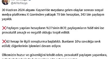 Bakan Yerlikaya: Ülkemizin güvenliğini tehdit eden, provakatif paylaşım yapanlara göz açtırmayacağız