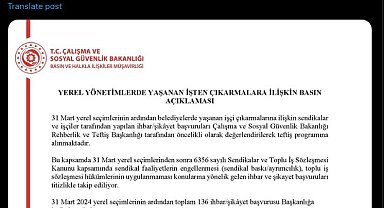Bakanlık: Yerel seçim sonrası belediyelerden 136 işten çıkarma başvurusu alındı