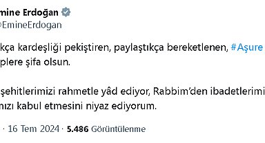 Emine Erdoğan'dan, 'Aşure Günü' mesajı