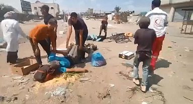 Filistin Kızılayı, saldırı sonrası yaralıları hastanelere taşıdı