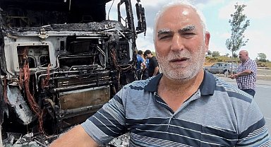 İstanbul - Başakşehir'de hafriyat kamyonu alev alev yandı