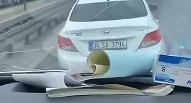 İstanbul-Küçükçekmece'de ambulansa yol vermeyen otomobil sürücüsü kamerada