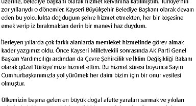 Mehmet Özhaseki, Çevre Şehircilik ve İklim Değişikliği Bakanlığı görevinden istifa etti
