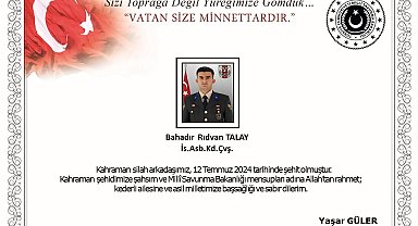 MSB: Irak'ın kuzeyinde 1 asker şehit oldu, 1 asker yaralandı