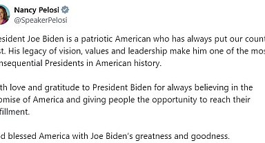 Pelosi: Tanrı Amerika'yı Joe Biden'ın büyüklüğü ve iyiliği ile kutsamıştır