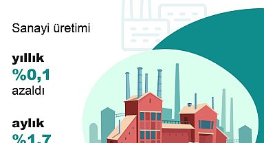Sanayi üretimi yıllık yüzde 0,1 azaldı, aylık yüzde 1,7 arttı