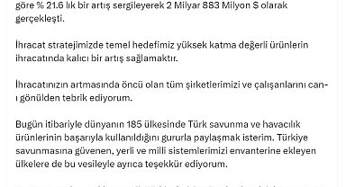 Savunma sanayinde haziran ihracatı 563 milyon dolar