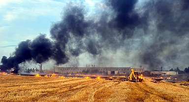 TIR'da çıkan yangın tarım arazisine sıçradı