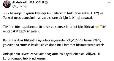 Uraloğlu: THY ile Türksat internet konusunda mutabakat zaptı imzaladı